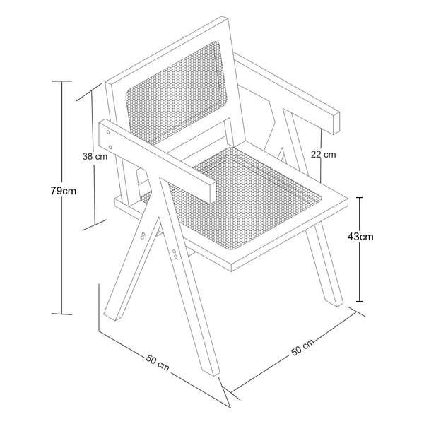 Silla de comedor Asikkala 79x50x50cm Bambú/Aspecto ratán [en.casa]