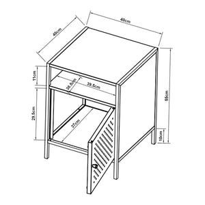 Mesita de noche Janakkala 55x40x40 cm Acero Negro [en.casa]