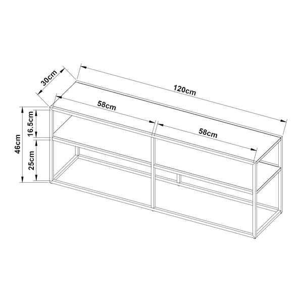 Mesa de televisión Solund 120x30x46cm Negro [en.casa]