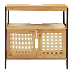 Mueble bajo lavabo Tervola 60x60x35 cm Negro/Bambú [en.casa]
