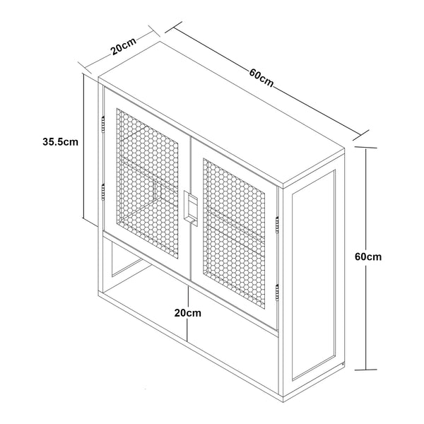 Armario colgante Bad Tervola 60x60x20 cm Negro/Bambú [en.casa]
