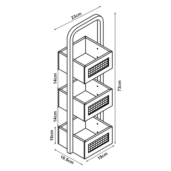 Estantería de baño Tervola 73x23x19 cm Negro/Bambú [en.casa]
