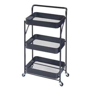Carro rodante Vörå con 3 niveles 88x45x30cm Negro [en.casa]