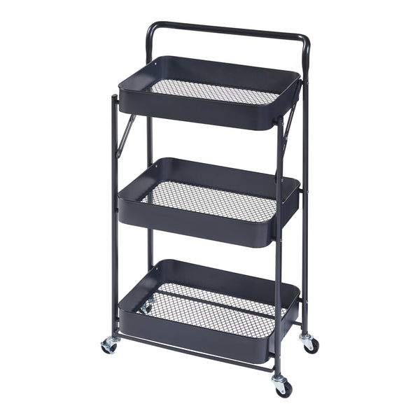 Carro rodante Vörå con 3 niveles 88x45x30cm Negro [en.casa]