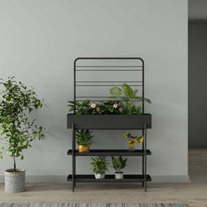 Soporte para plantas de exterior Aalsmeer metal 154x96x24 cm negro [casa.pro]