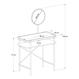 Tocador Hjelmeland con espejo 129x80x44 cm Negro [en.casa]