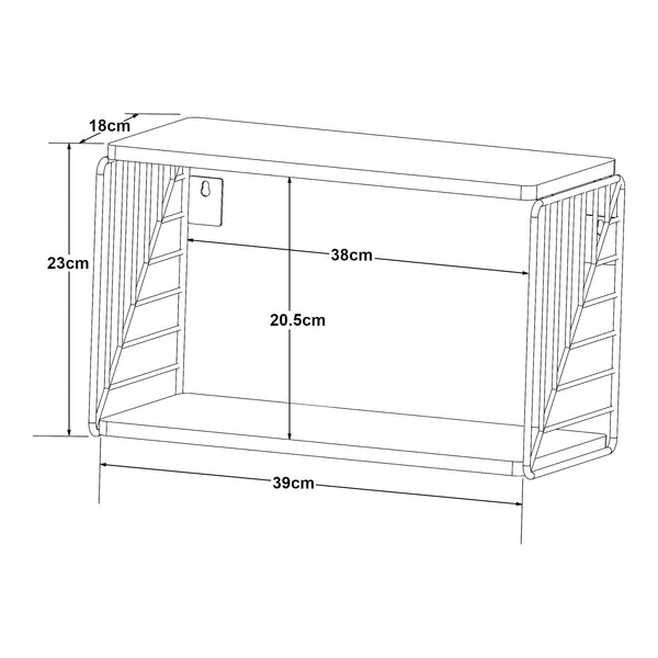 Estante de pared Moss 39x18x23 cm Negro/Blanco [en.casa]
