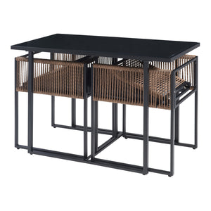 Conjunto de muebles de jardín Accadia 3 piezas Negro/Marrón [casa.pro]