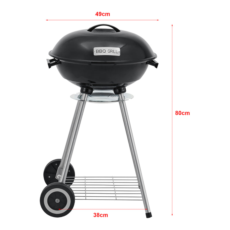 Esquema acotado Parrilla redonda Apricena 80x49x47cm Negro [casa.pro]