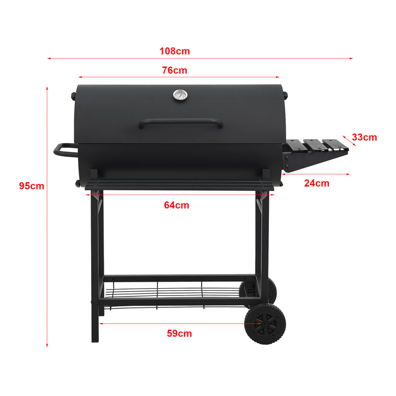 Esquema acotado Carro de barbacoa Armento 95x108x61cm Negro [casa.pro]