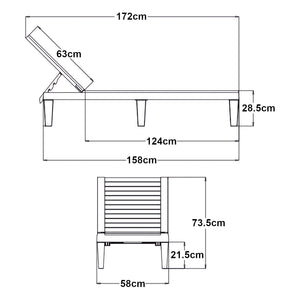 Tumbona Ateleta 172x58 cm Negro [casa.pro]