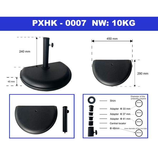 Base para sombrilla Bisenti de hormigón 45x29x4,5 cm Negro 10 kg [casa.pro]