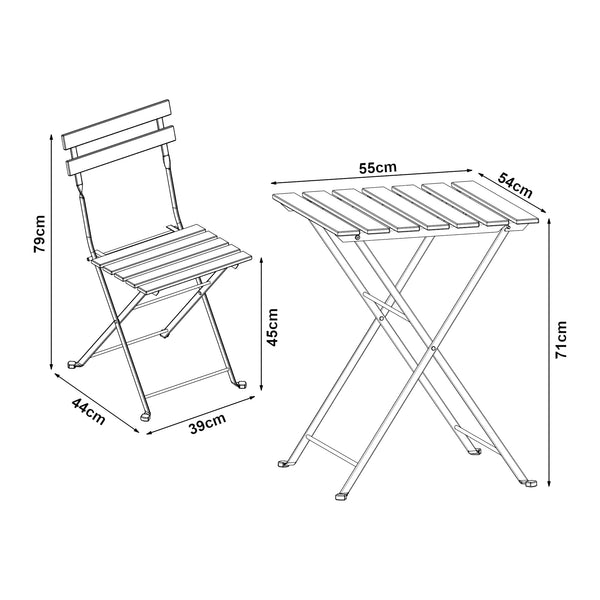 Conjunto de bistró Bovino de 3 piezas Madera de acacia [casa.pro]