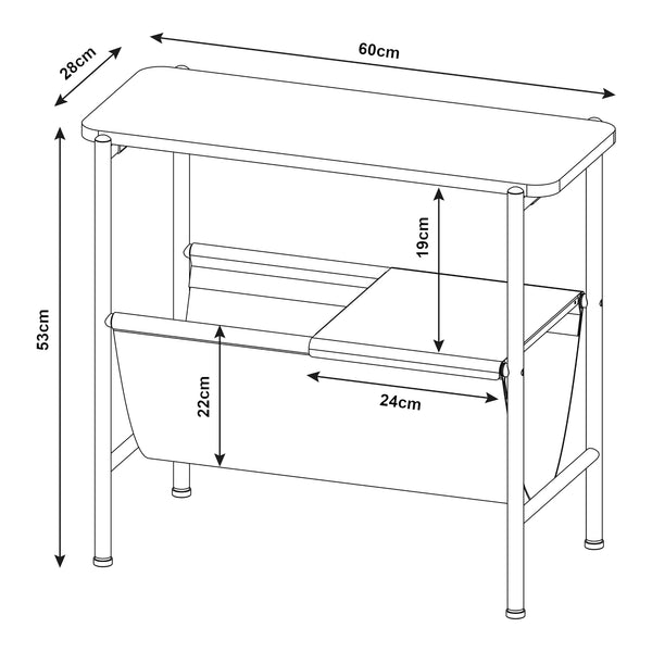 Mesa auxiliar Samnanger 60x28x53cm Negro [en.casa]