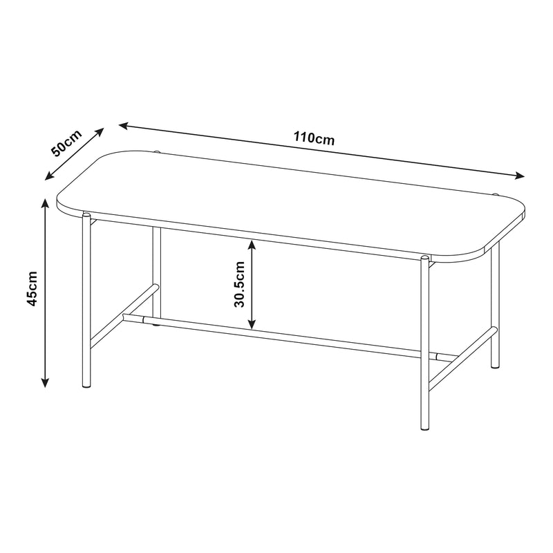 Esquema acotado Mesa de centro Samnanger 110x50x45cm Negro [en.casa]