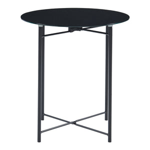 Mesa auxiliar Ödeshög con tablero de vidrio 45xØ42cm Negro [en.casa]