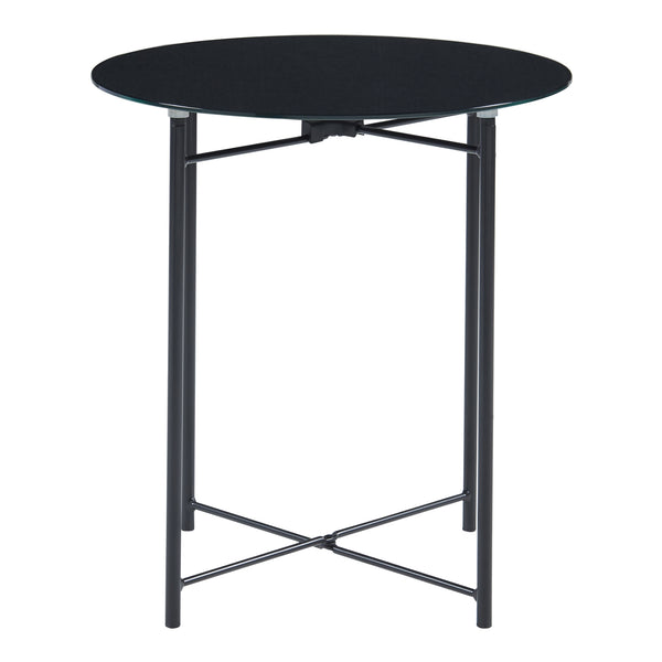 Mesa auxiliar Ödeshög con tablero de vidrio 45xØ42cm Negro [en.casa]