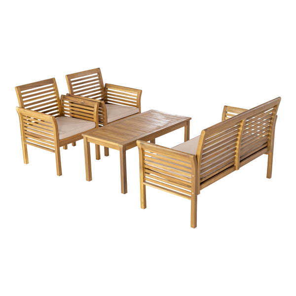 Conjunto de muebles de jardín Candela 4 piezas Madera de acacia Color madera [casa.pro]