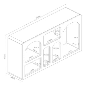Aparador Vågå con compartimentos abiertos 110x30x70 cm Blanco [en.casa]