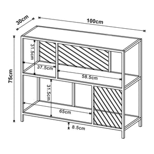 Mesa consola Övertorneå 100x30x75 cm Negro/Roble [en.casa]