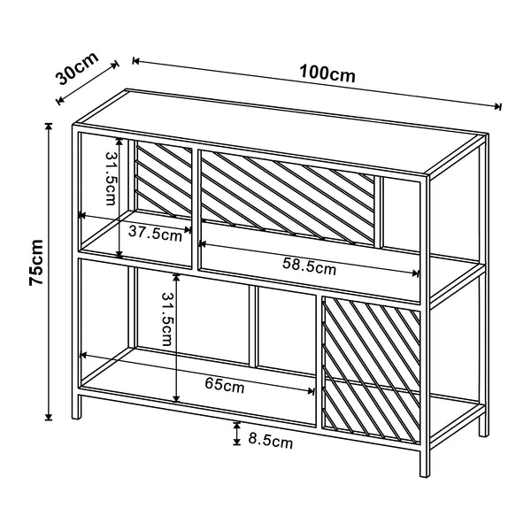 Mesa consola Övertorneå 100x30x75 cm Negro/Roble [en.casa]