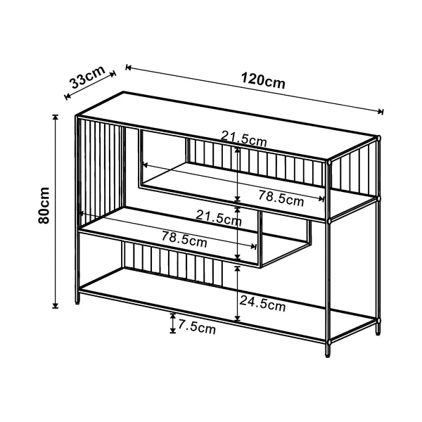 Mesa consola Oxelösund 120x33x80 cm Negro [en.casa]