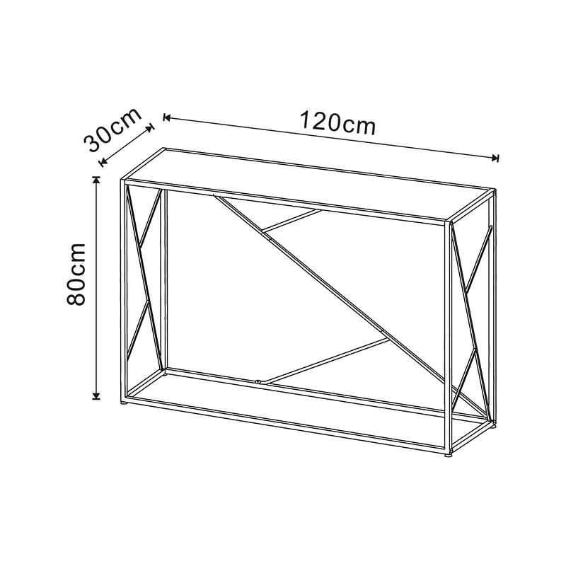 Esquema acotado Mesa consola Rättvik 120x30x80 cm Negro [en.casa]