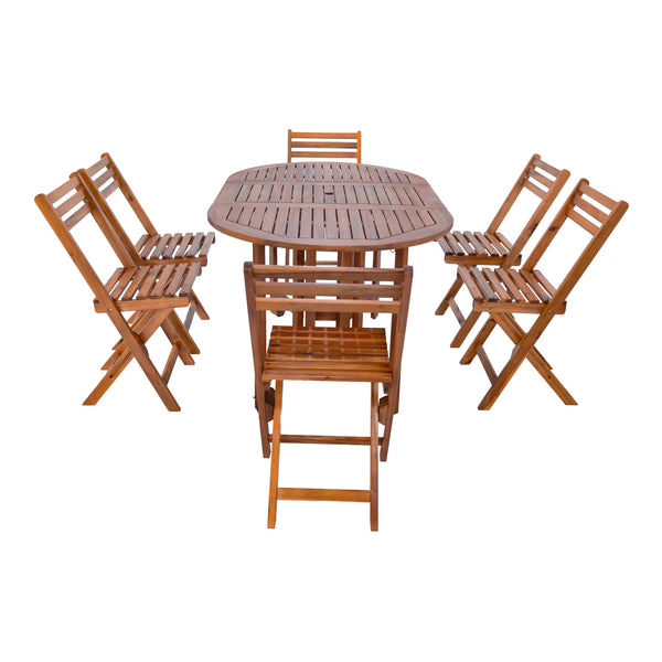Conjunto de muebles de jardín Acerenza de 7 piezas. Madera de acacia con certificación FSC® [en.casa]