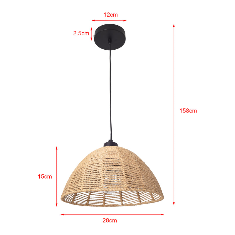 Esquema acotado Lámpara colgante Romsey Metal+Ratán [lux.pro]