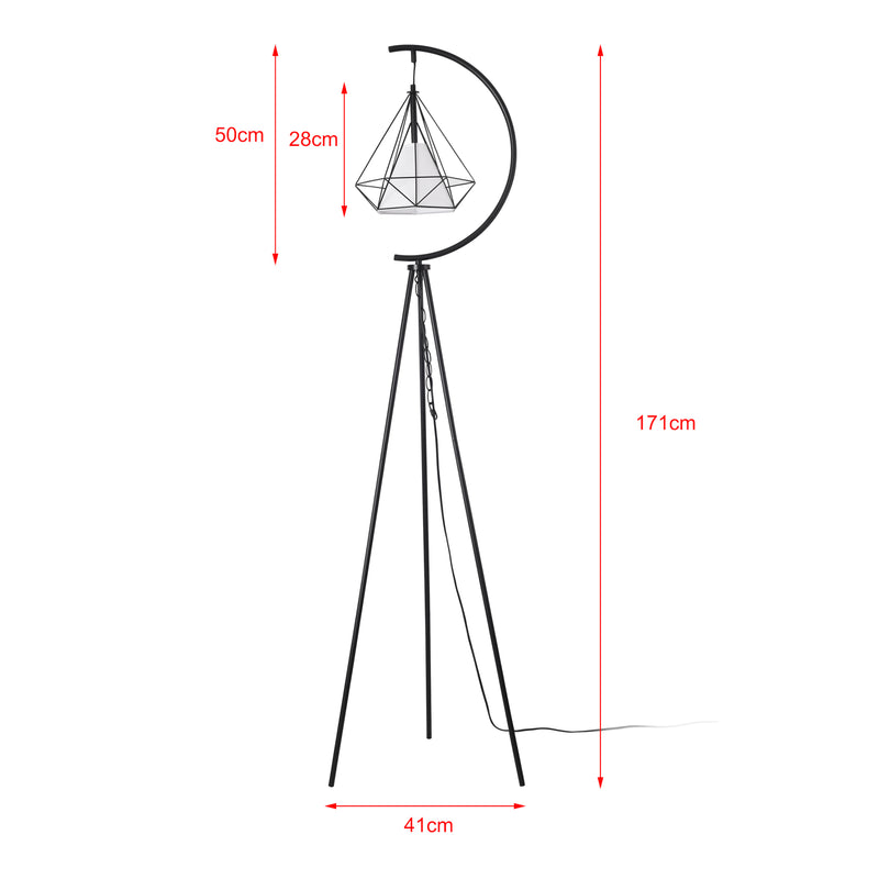 Esquema acotado Lámpara de pie Austell Metal 171cm Negro/Blanco [lux.pro]