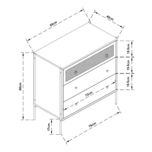 Cómoda Tysnes con 3 cajones 80x80x40 cm Roble/Negro [en.casa]