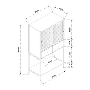 Armario auxiliar Tysnes 140x80x40 cm Negro/Roble [en.casa]
