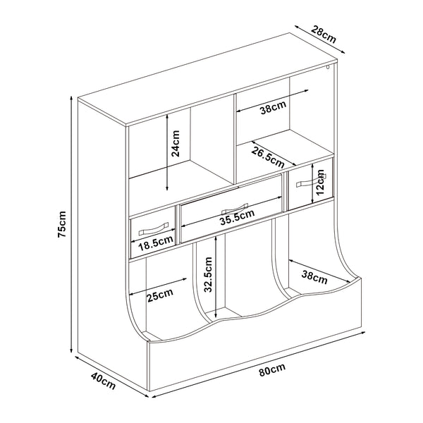 Estantería para niños Vastesa 75x80x40 cm Blanco [en.casa]