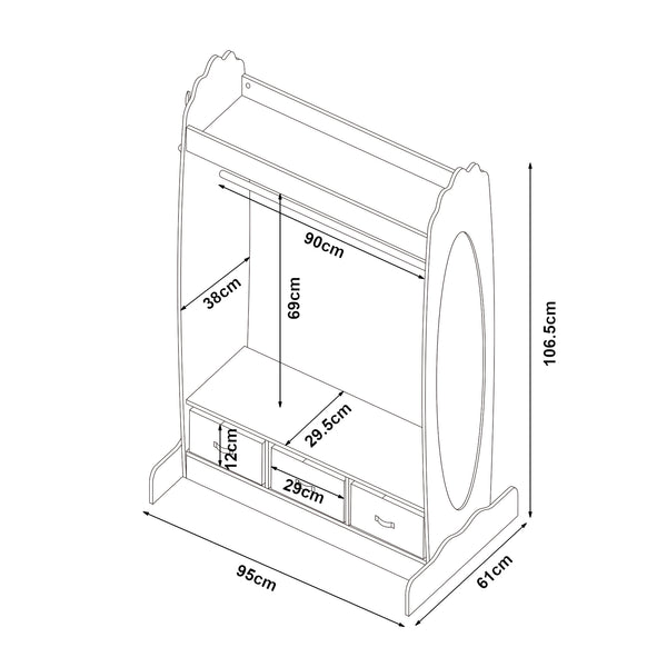 Perchero infantil Moskenes 107x95x61 cm Blanco [en.casa]