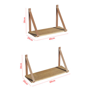 Conjunto de estantes de pared Utsira 48/60 x 20 x 30 cm 2 piezas aspecto roble/marrón [en.casa]