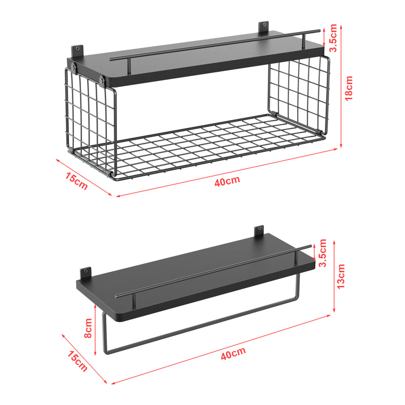 Esquema acotado Estantería de pared Vik juego de 2 negro [en.casa]