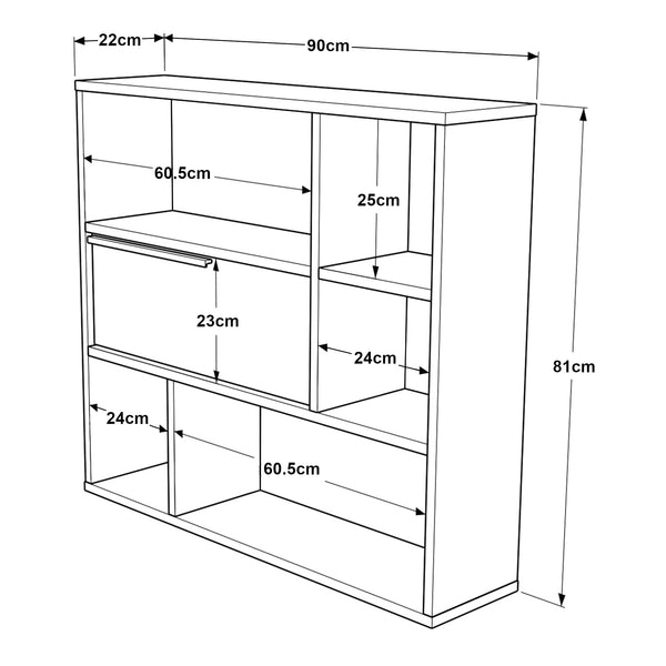Estantería de pared Kvænangen 90x22x81cm Roble/Aspecto ratán [en.casa]