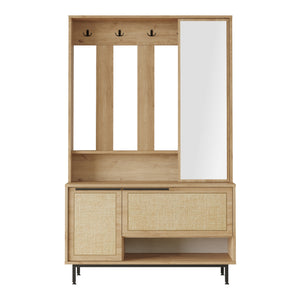 Guardarropa compacto Kvænangen 78x112x36 cm Roble/Aspecto ratán [en.casa]