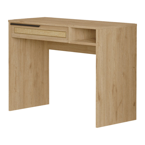 Tocador Kvænangen 100x45x75 cm Roble/Aspecto ratán [en.casa]