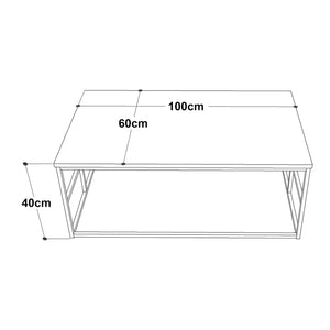 Mesa de centro Velendi 100x60x40 cm aspecto roble/negro [en.casa]