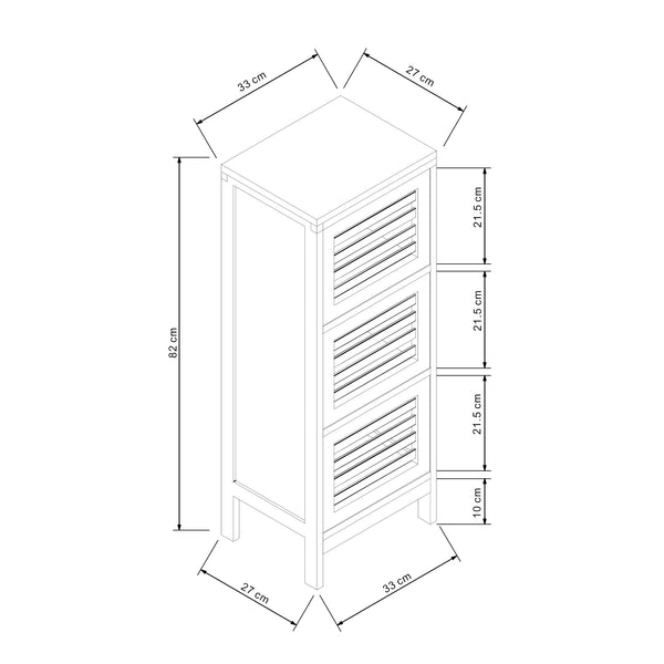 Armario auxiliar con 3 puertas Ypäjä 82x33x27 cm Bambú [en.casa]