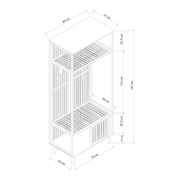 Perchero Ypäjä 187x80x47 cm Bambú [en.casa]