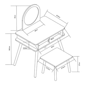 Tocador infantil con taburete Ovanåker Blanco/Natural [en.casa]