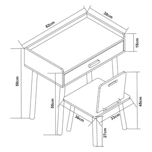Escritorio infantil con silla Skjervøy Madera/Blanco [en.casa]