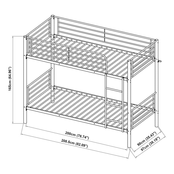 Litera de metal Soppsar 208,5x97x165 cm Plata [en.casa]