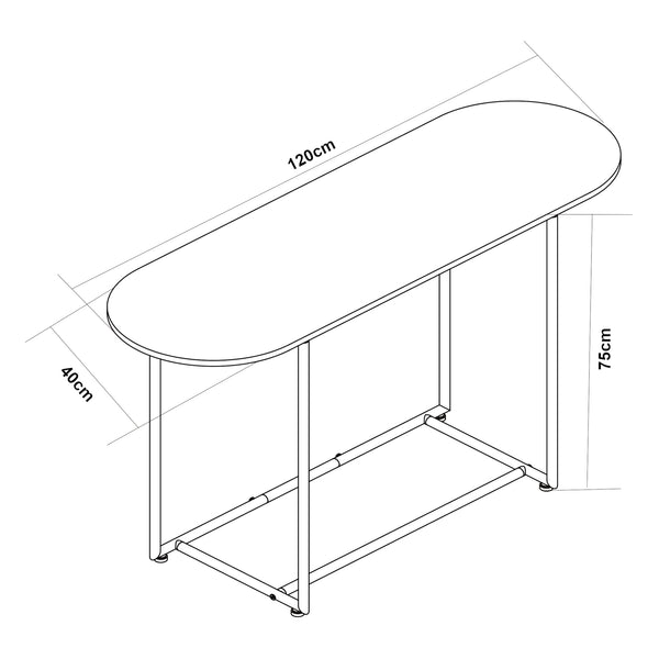 Mesa consola Nordfron 120x40x75 cm mármol, blanco [en.casa]