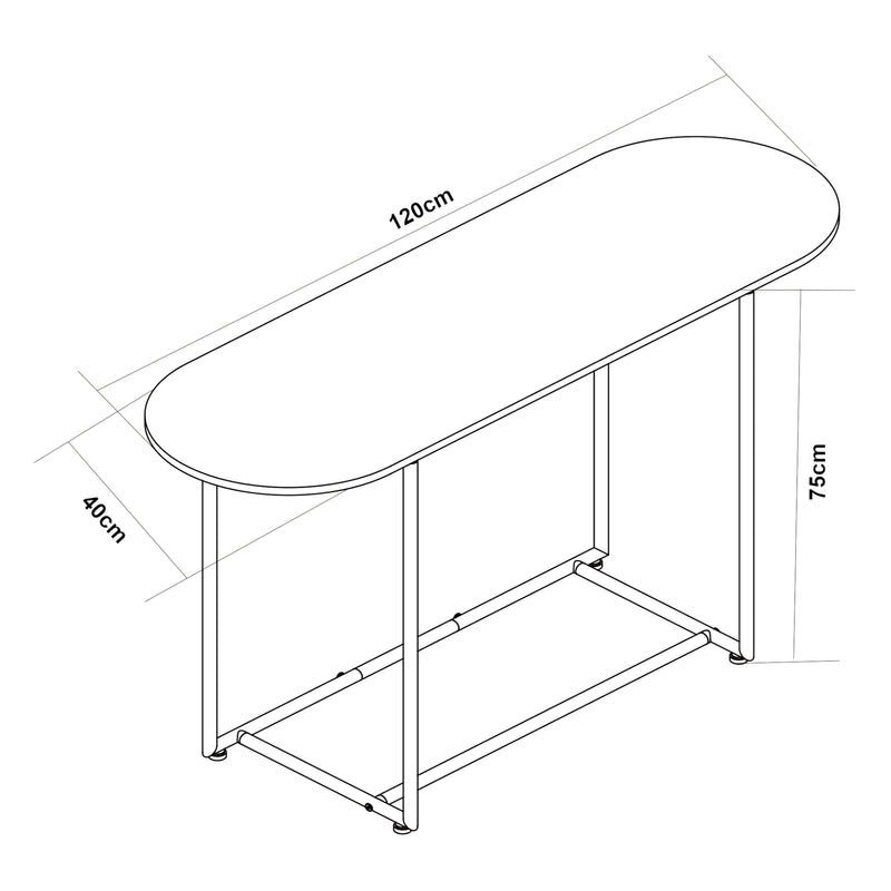 Esquema acotado Mesa consola Nordfron 120x40x75 cm mármol, blanco [en.casa]