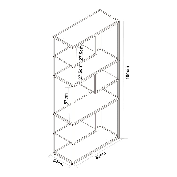 Estantería Østre 180x83x34 cm Negro/Aspecto nogal [en.casa]