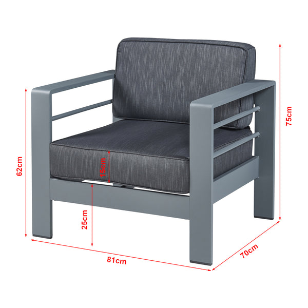 Conjunto de sillones de exterior con mesa Avise de 3 piezas. Aluminio [casa.pro]