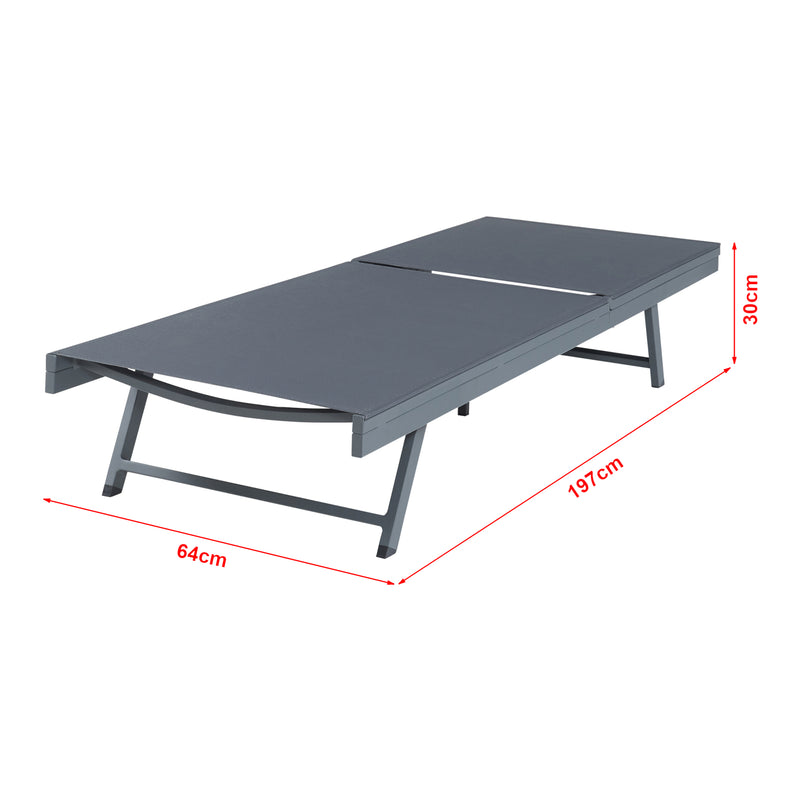 Esquema acotado Conjunto de tumbonas Baragiano 3 piezas aluminio [casa.pro]
